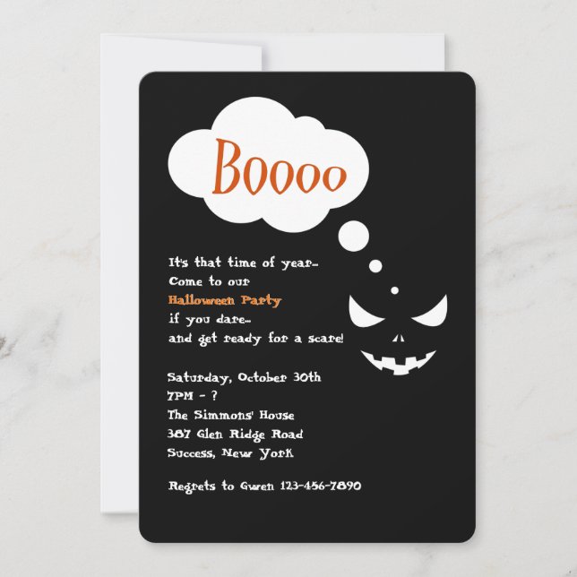 Boo Halloween Party Invitation (Front)