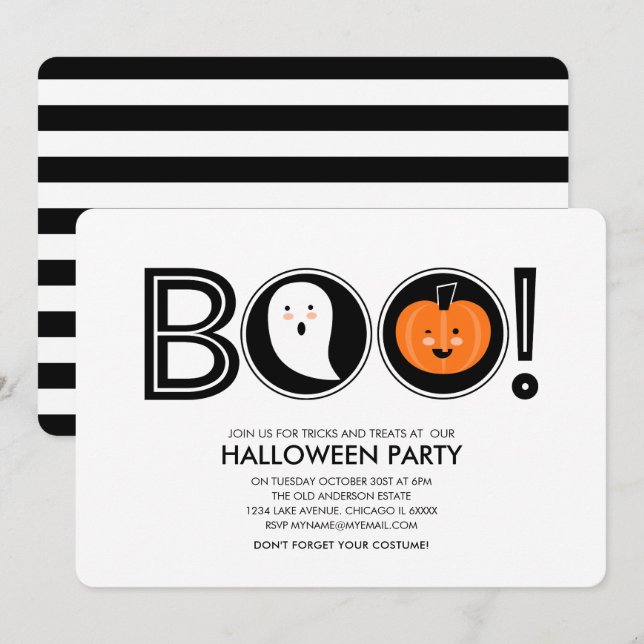 Boo! Halloween Party Invitation (Front/Back)