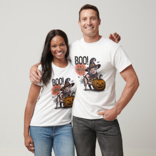 Boo Halloween Pig And Pumpkin  T-Shirt