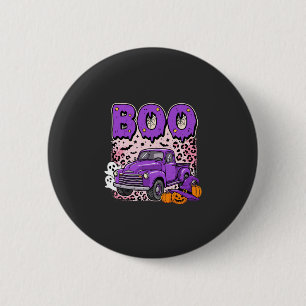 Boo Halloween Purple Truck Ghost and Pumpkins Desi 6 Cm Round Badge