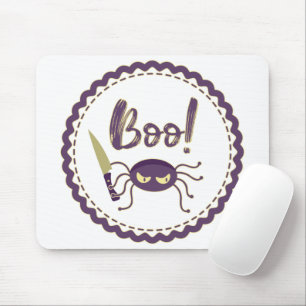 Boo! Halloween spider knife hand T-Shirt Mouse Mat