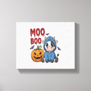 Boo Halloween Spooky Ghost Cow Canvas Print