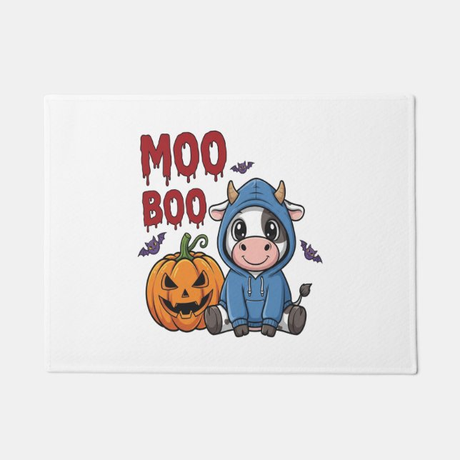 Boo Halloween Spooky Ghost Cow Doormat (Front)