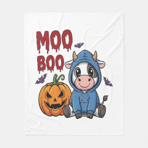 Boo Halloween Spooky Ghost Cow Fleece Blanket