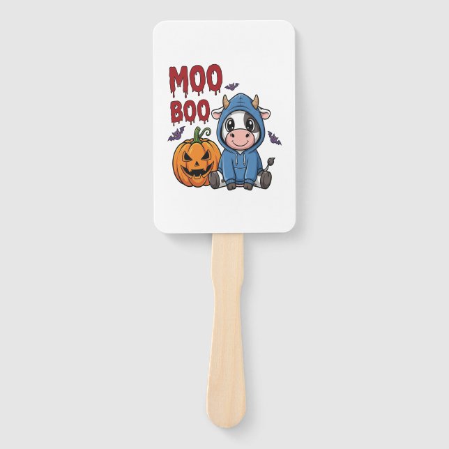 Boo Halloween Spooky Ghost Cow Hand Fan (Front)