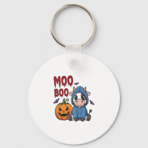 Boo Halloween Spooky Ghost Cow Key Ring