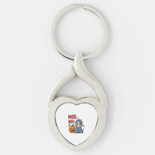 Boo Halloween Spooky Ghost Cow Key Ring