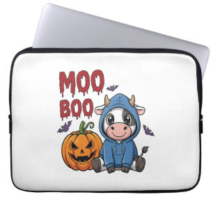 Boo Halloween Spooky Ghost Cow Laptop Sleeve