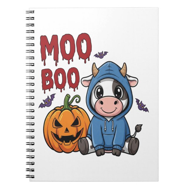 Boo Halloween Spooky Ghost Cow Notebook (Front)