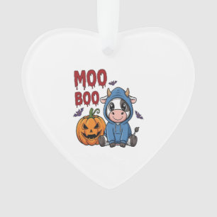 Boo Halloween Spooky Ghost Cow Ornament