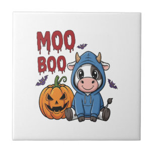 Boo Halloween Spooky Ghost Cow Tile