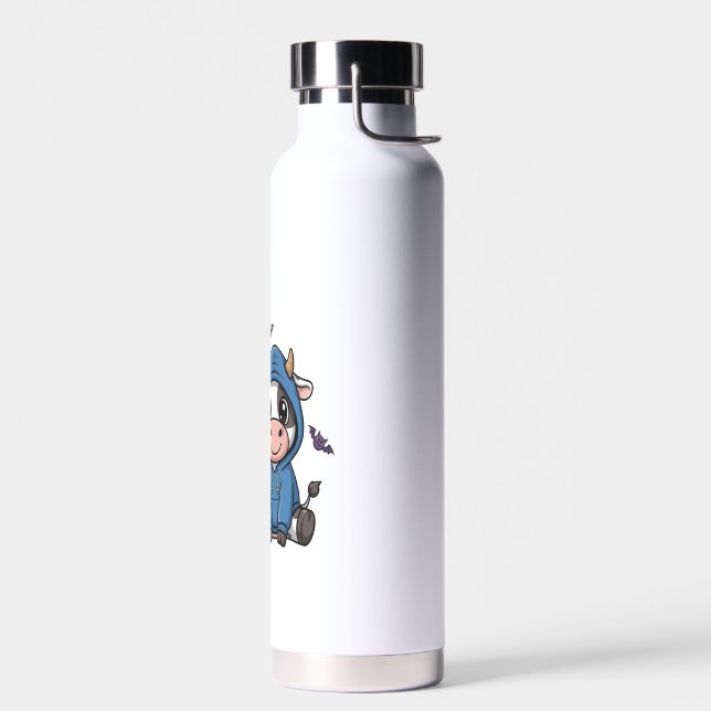 Boo Halloween Spooky Ghost Cow Water Bottle (Left)