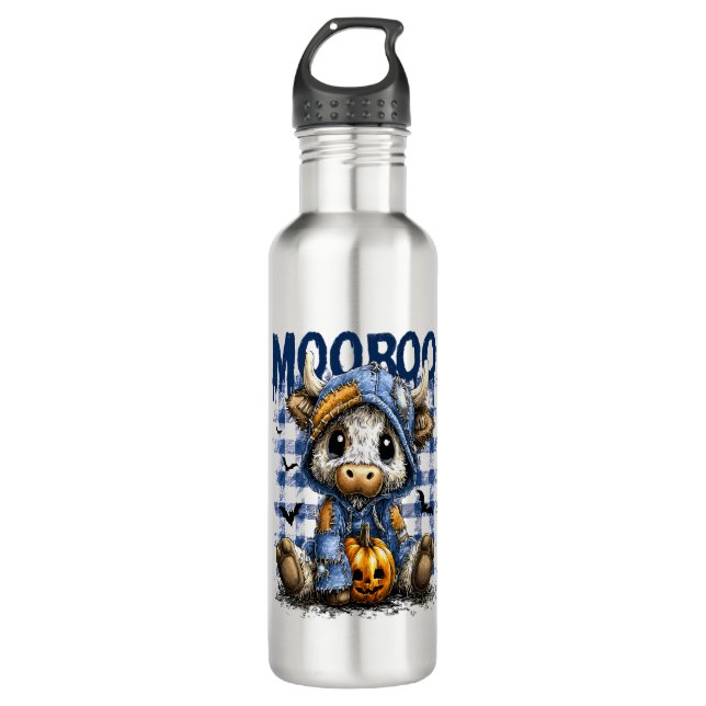 Boo Halloween Spooky Highland Cow 710 Ml Water Bottle (Front)