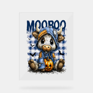 Boo Halloween Spooky Highland Cow Acrylic Sign