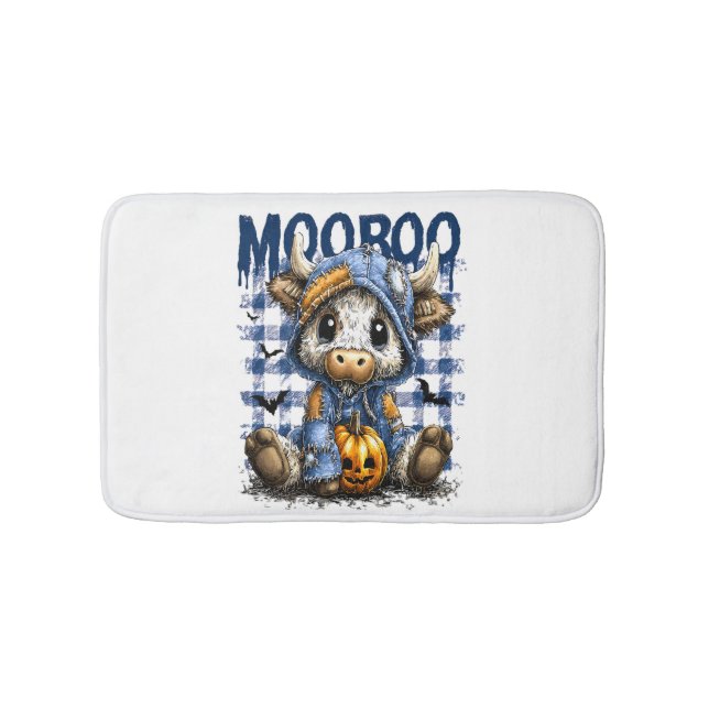 Boo Halloween Spooky Highland Cow Bath Mat (Front)
