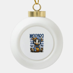 Boo Halloween Spooky Highland Cow Ceramic Ball Christmas Ornament