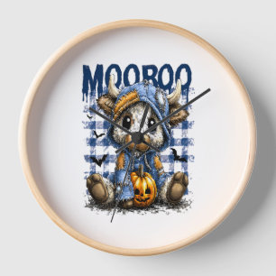 Boo Halloween Spooky Highland Cow Clock