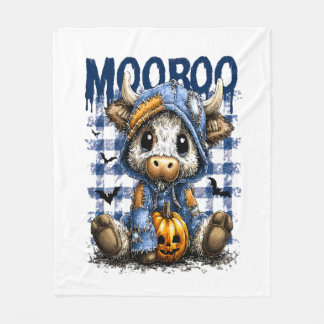 Boo Halloween Spooky Highland Cow Fleece Blanket