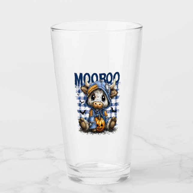 Boo Halloween Spooky Highland Cow Glass (Front)