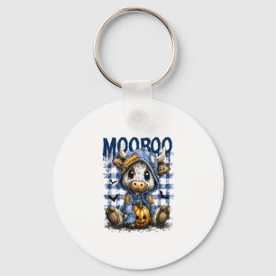 Boo Halloween Spooky Highland Cow Key Ring
