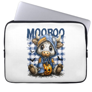 Boo Halloween Spooky Highland Cow Laptop Sleeve
