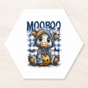 Boo Halloween Spooky Highland Cow Paper Coaster