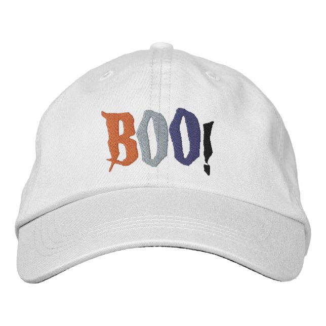 Boo Halloween Spooky Text Embroidered Hat (Front)