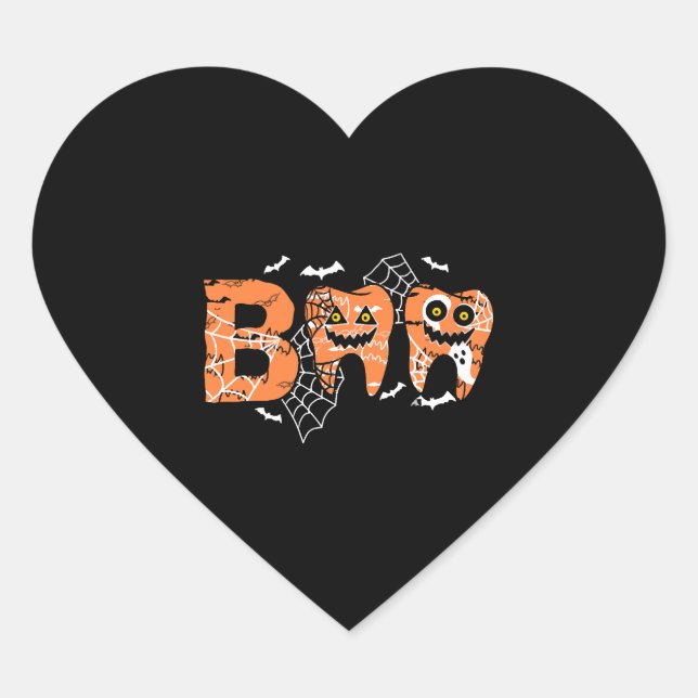 Boo Halloween Tooth Teeth Heart Sticker (Front)
