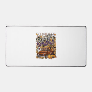 Boo Halloween Vintage Truck Ghost Pumpkins Leopard Desk Mat