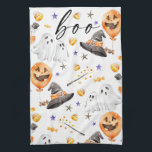 Boo Halloween Watercolor Tea Towel<br><div class="desc">Decorate your kitchen with this watercolor Halloween-inspired boo kitchen towel.</div>