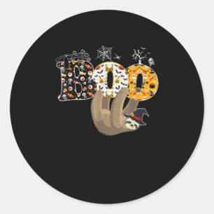 Boo Halloween With Sloth Witch Hat And Spider Gift Classic Round Sticker