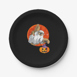 Boo Halloween With Sloth Witch Hat And Spider Paper Plate