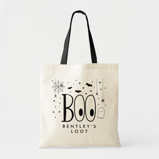 Boo Hallowen Trick or Treat Tote Bag (Front)
