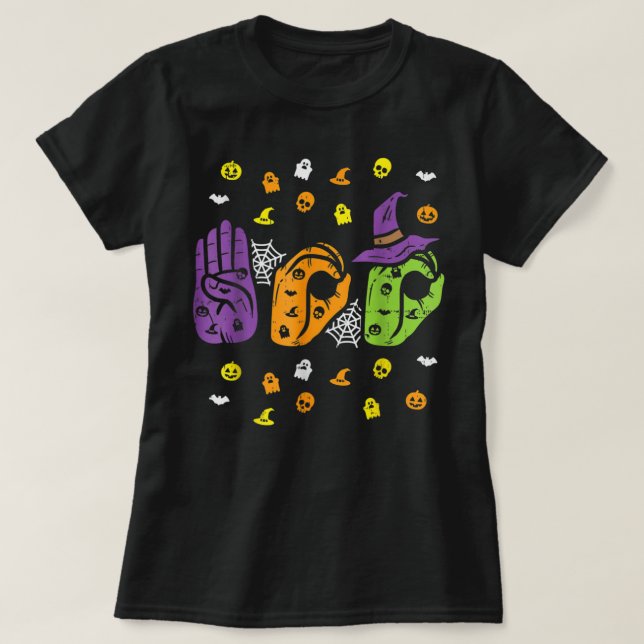 Boo Hands American Sign Language Pride ASL Funny H T-Shirt (Design Front)