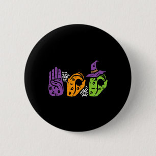 Boo Hands American Sign Language Pride Asl Hallowe 6 Cm Round Badge