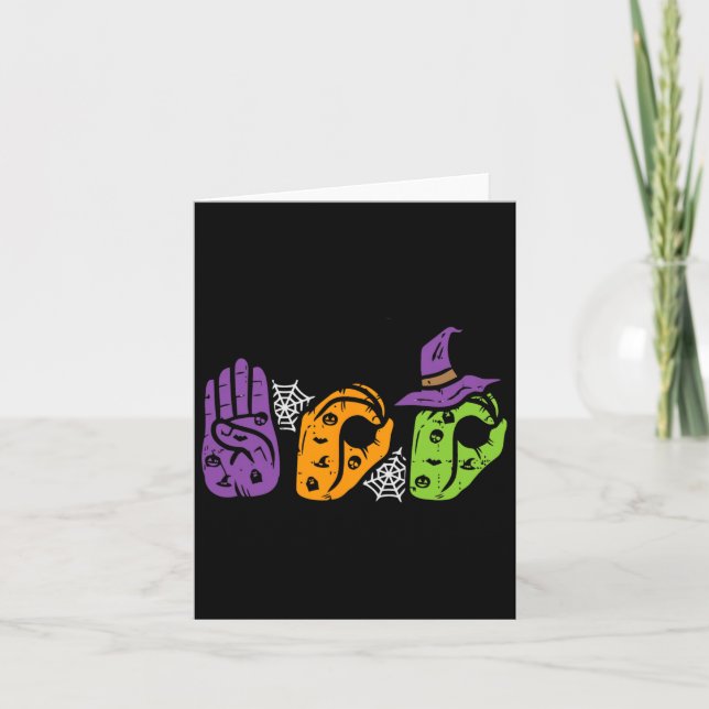 Boo Hands American Sign Language Pride Asl Hallowe Card (Front)