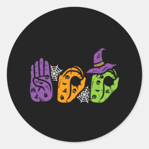 Boo Hands American Sign Language Pride Asl Hallowe Classic Round Sticker
