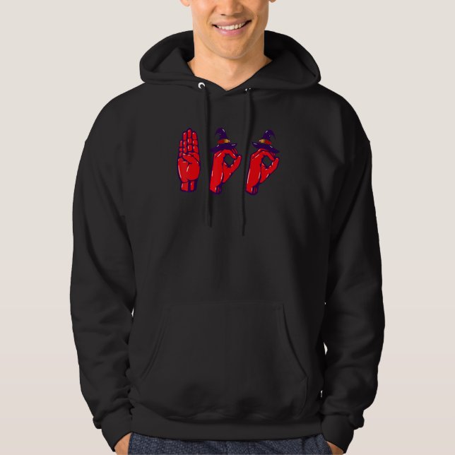 Boo Hands American Sign Language Pride ASL Hallowe Hoodie (Front)