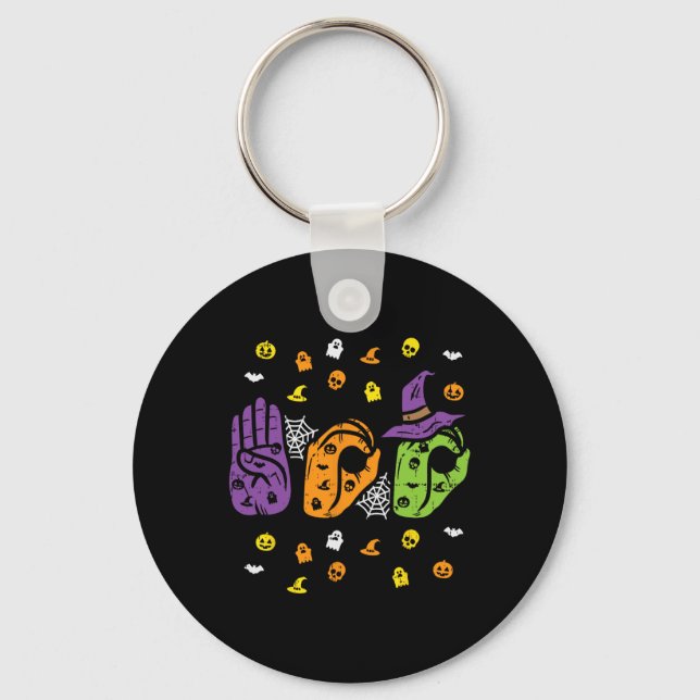 Boo Hands American Sign Language Pride ASL Hallowe Key Ring (Front)