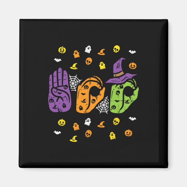 Boo Hands American Sign Language Pride Asl Hallowe Magnet (Front)