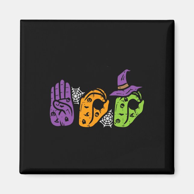 Boo Hands American Sign Language Pride Asl Hallowe Magnet (Front)