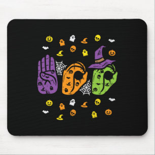 Boo Hands American Sign Language Pride Asl Hallowe Mouse Mat