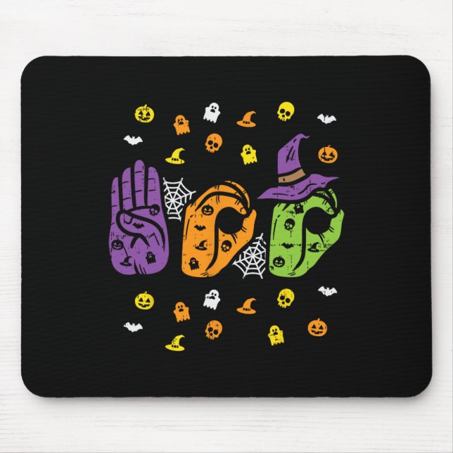 Boo Hands American Sign Language Pride Asl Hallowe Mouse Mat (Front)