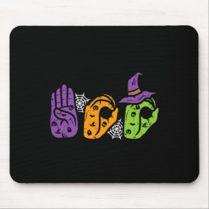 Boo Hands American Sign Language Pride Asl Hallowe Mouse Mat