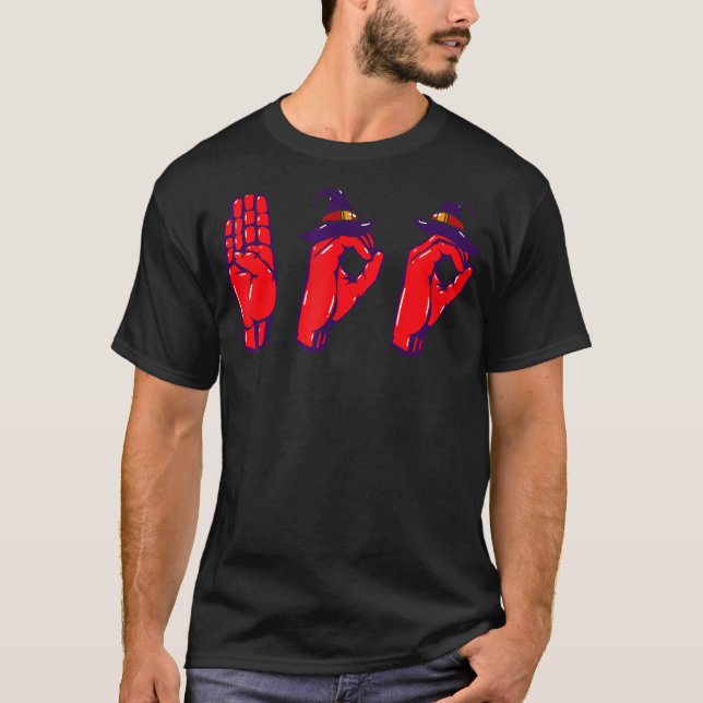 Boo Hands American Sign Language Pride ASL Hallowe T-Shirt (Front)