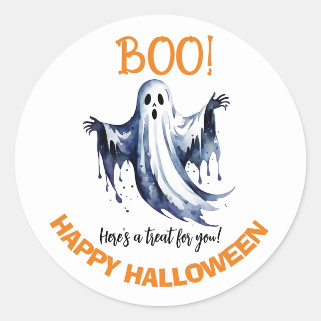 Boo! Happy Ghost Halloween sticker (Front)