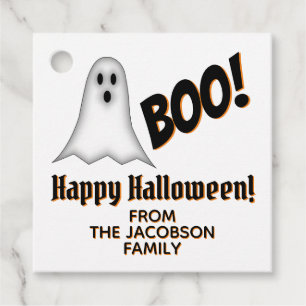 Boo! Happy Halloween Cute Ghost Favour Tags