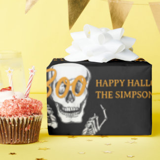 Boo Happy Halloween Funny Skull party Wrapping Paper
