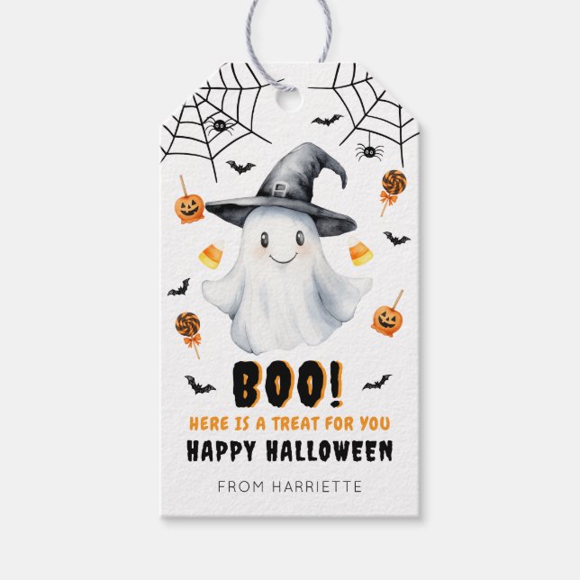 Boo Happy Halloween Ghost Gift Tags (Front)