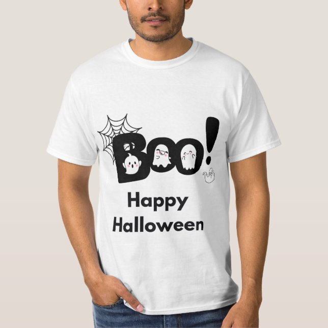 Boo Happy Halloween ghost Net men  T-Shirt (Front)